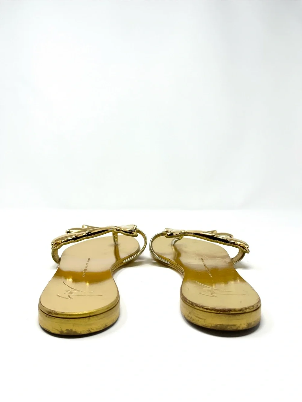 Giuseppe Zanotti Gold Cruel Summer Wing Flat Leather Thong Sandals 36.5 6.5
